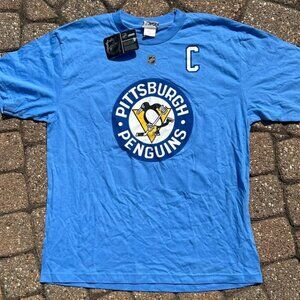 New With Tags Reebok Sidney Crosby Pittsburg Penguins Blue T Shirt Men Sz L